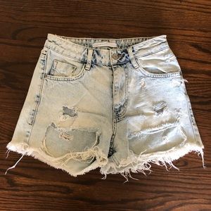 Zara Distressed High-Waisted Shorts